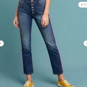Anthropologie Pilcro Jeans Size 32 Relaxed Straight Red Piping